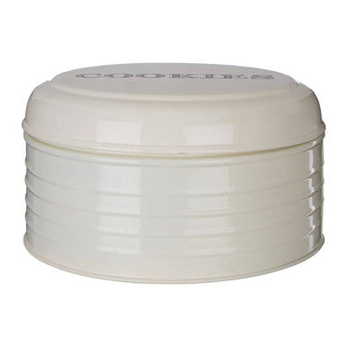Cream Finish Round Biscuit Tin