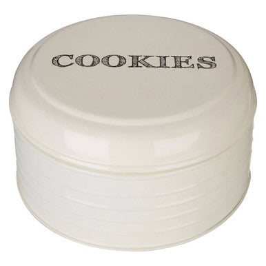 Cream Finish Round Biscuit Tin