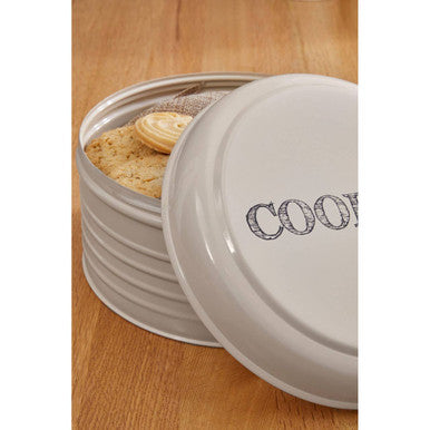 Cream Finish Round Biscuit Tin