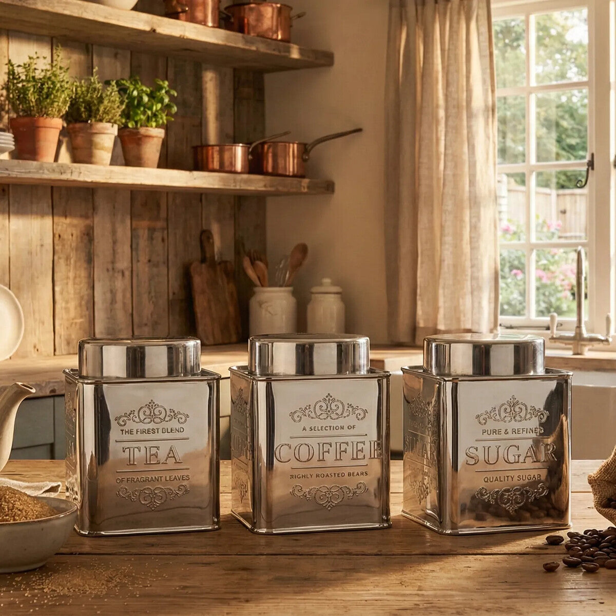 Stainless Steel Tea Coffee and Sugar Set