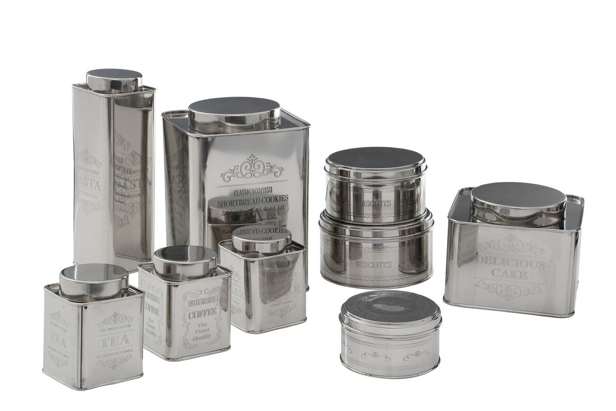 Silver Pasta Canister with Floral Detail