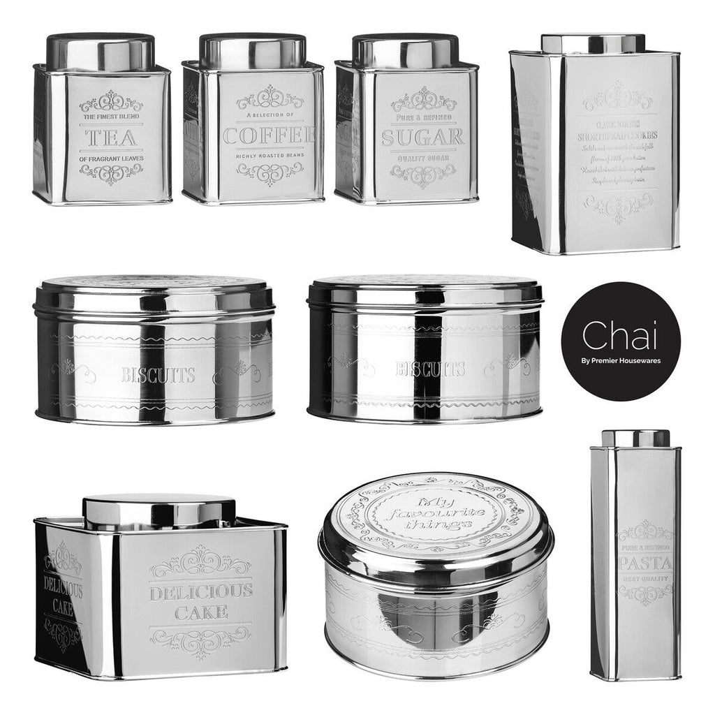 Silver Pasta Canister with Floral Detail