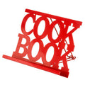 Red Enamel Metal Cookbook Stand with Adjustable Support