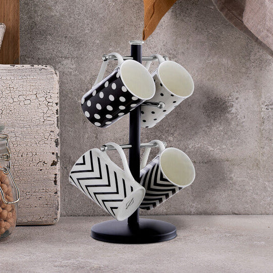 Matt Black Metal 6 Cup Mug Tree