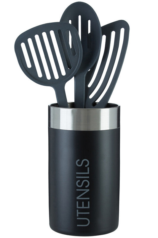 Black Enamel Finish Utensil Holder