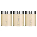 Set of 3 Cream Enamel Tea Coffee and Sugar Canisters