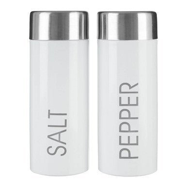 White Enamel Salt and Pepper Set