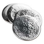 Set of 4 Hammered Effect Stainless Steel Coasters