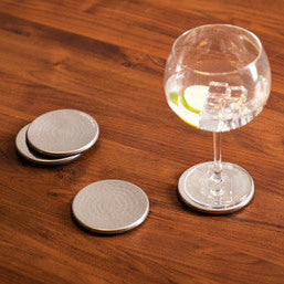 Set of 4 Hammered Effect Stainless Steel Coasters