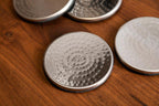 Set of 4 Hammered Effect Stainless Steel Coasters