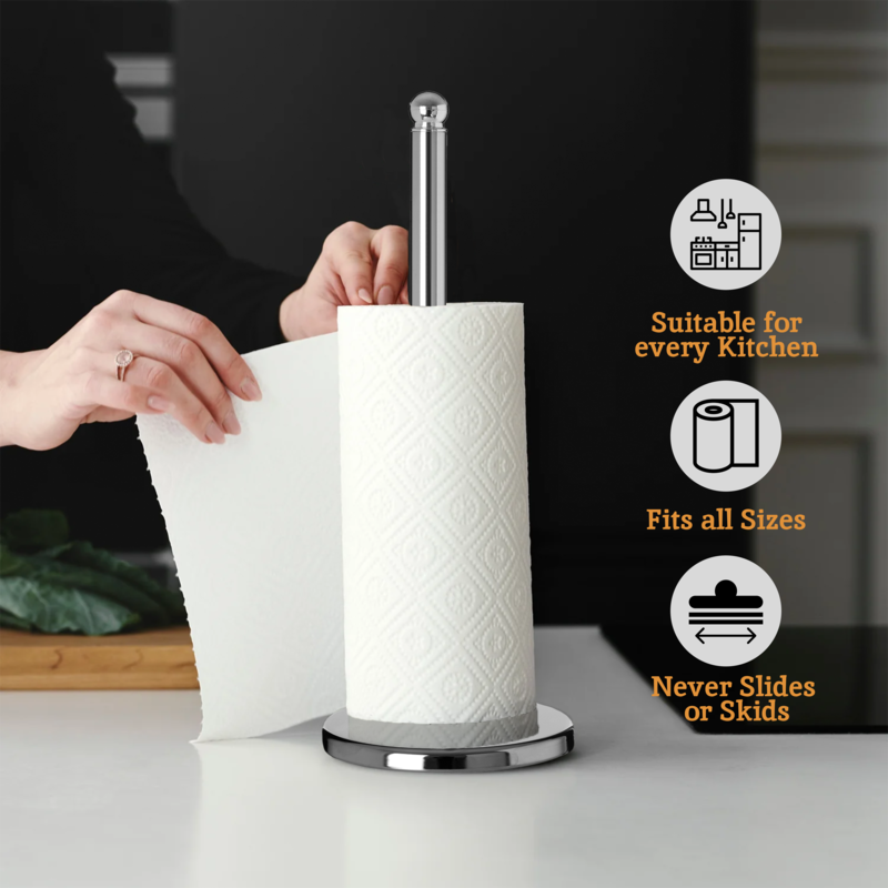 Chrome Kitchen Roll Holder with Decorative Finial