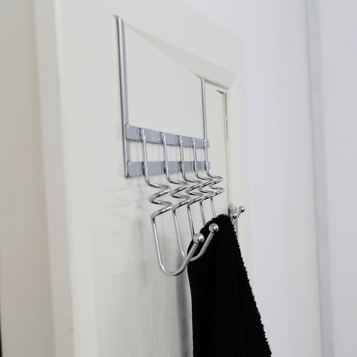 Chrome Over Door 5 Five Hook Swirl Hanger