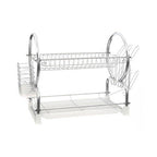2 Tier Dish Drainer with White Plastic Tray