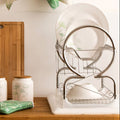 2 Tier Dish Drainer with White Plastic Tray