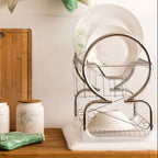 2 Tier Dish Drainer with White Plastic Tray