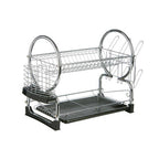 2 Tier Dish Drainer with Black Plastic Tray