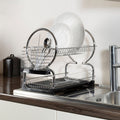2 Tier Dish Drainer with Black Plastic Tray