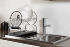 2 Tier Dish Drainer with Black Plastic Tray