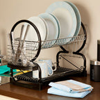 Black Enamel Coated Frame 2 Tier Dish Drainer