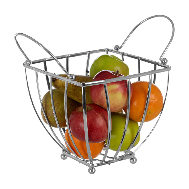 Chrome Finish Fruit Basket with Side Handles