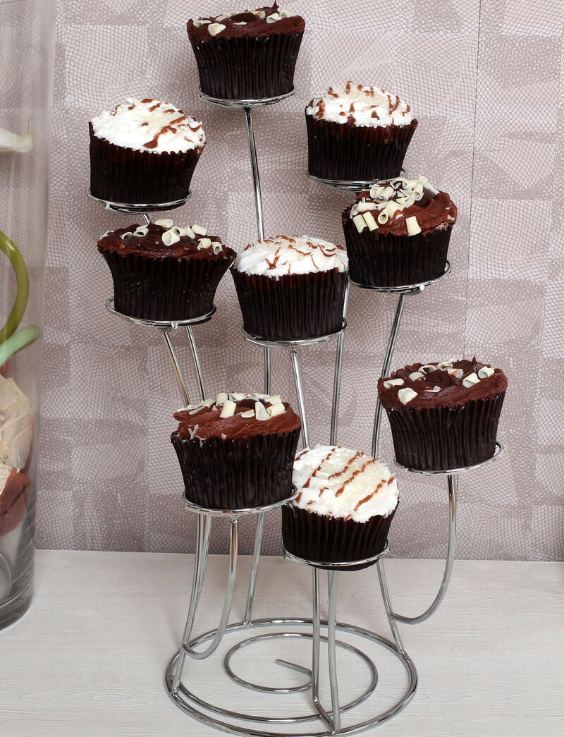 Swirl Chrome 9 Cup Cake Stand