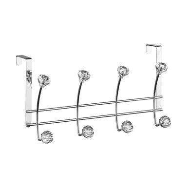 Chrome Over Door Hanger with Eight Diamante Hooks