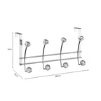 Chrome Over Door Hanger with Eight Diamante Hooks