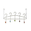 Chrome 5 Hook Over Door Hanger with Multi Coloured Ceramic Balls
