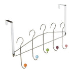 Chrome 5 Hook Over Door Hanger with Multi Coloured Ceramic Balls