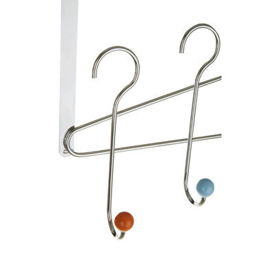 Chrome 5 Hook Over Door Hanger with Multi Coloured Ceramic Balls