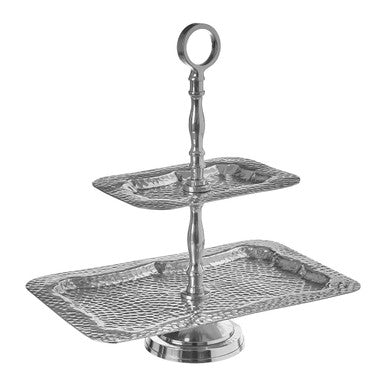 2 Tier Hammered Aluminium Cake Stand