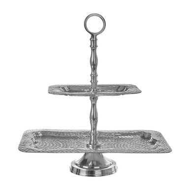 2 Tier Hammered Aluminium Cake Stand