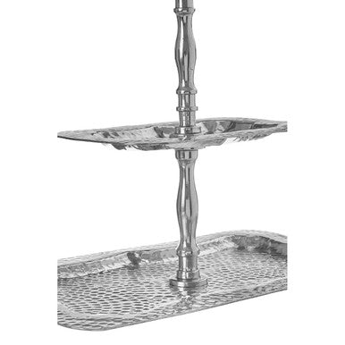 2 Tier Hammered Aluminium Cake Stand