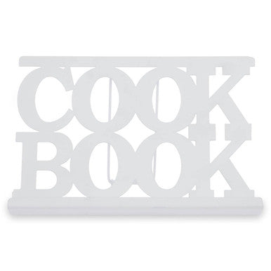 White Enamel Metal Cookbook Stand with Adjustable Support