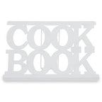 White Enamel Metal Cookbook Stand with Adjustable Support