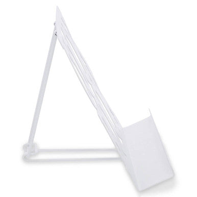 White Enamel Metal Cookbook Stand with Adjustable Support