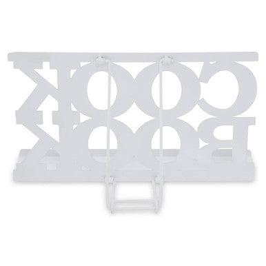 White Enamel Metal Cookbook Stand with Adjustable Support