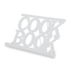 White Enamel Metal Cookbook Stand with Adjustable Support