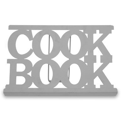 Cool Grey Enamel Metal Cookbook Stand with Adjustable Support