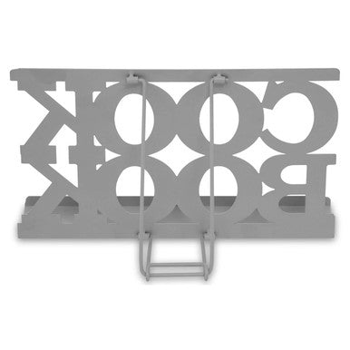 Cool Grey Enamel Metal Cookbook Stand with Adjustable Support