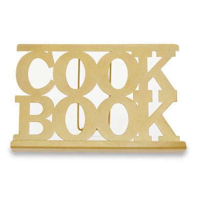 Light Gold Enamel Metal Cookbook Stand with Adjustable Support
