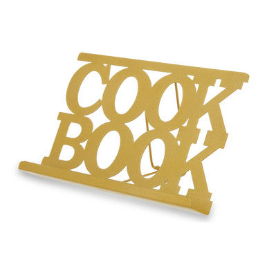 Light Gold Enamel Metal Cookbook Stand with Adjustable Support