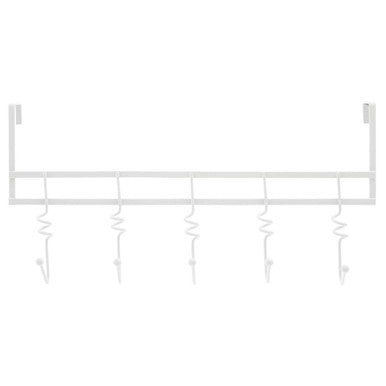 Over Door White Hanger with Five Swirl Hooks