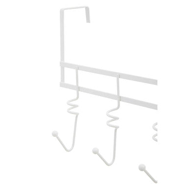 Over Door White Hanger with Five Swirl Hooks