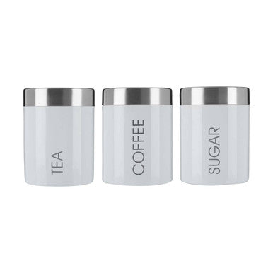 White Enamel Tea Coffee and Sugar Set