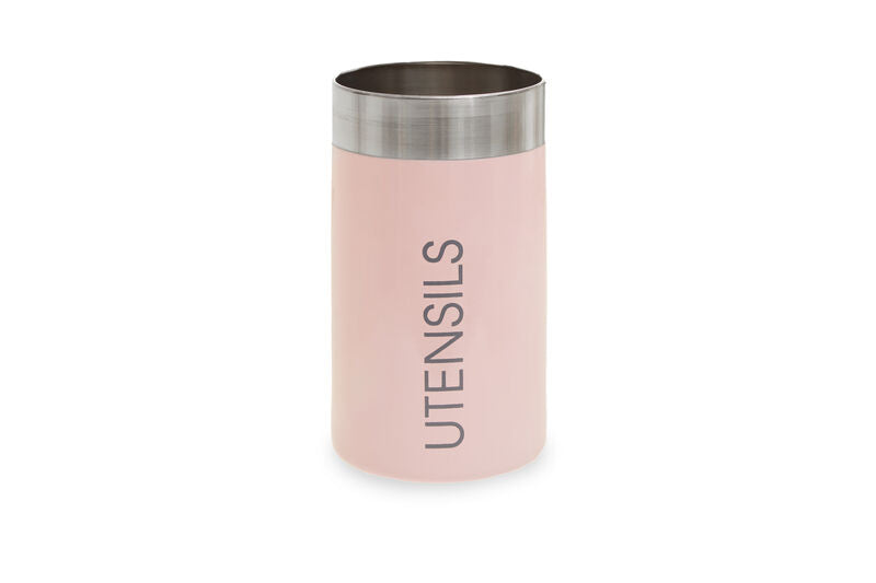 Pink Enamel Stainless Steel Utensil Holder