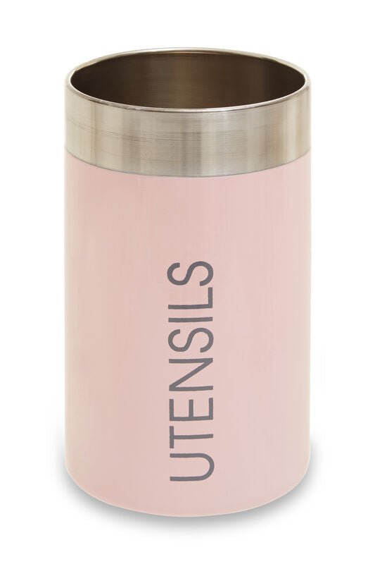 Pink Enamel Stainless Steel Utensil Holder