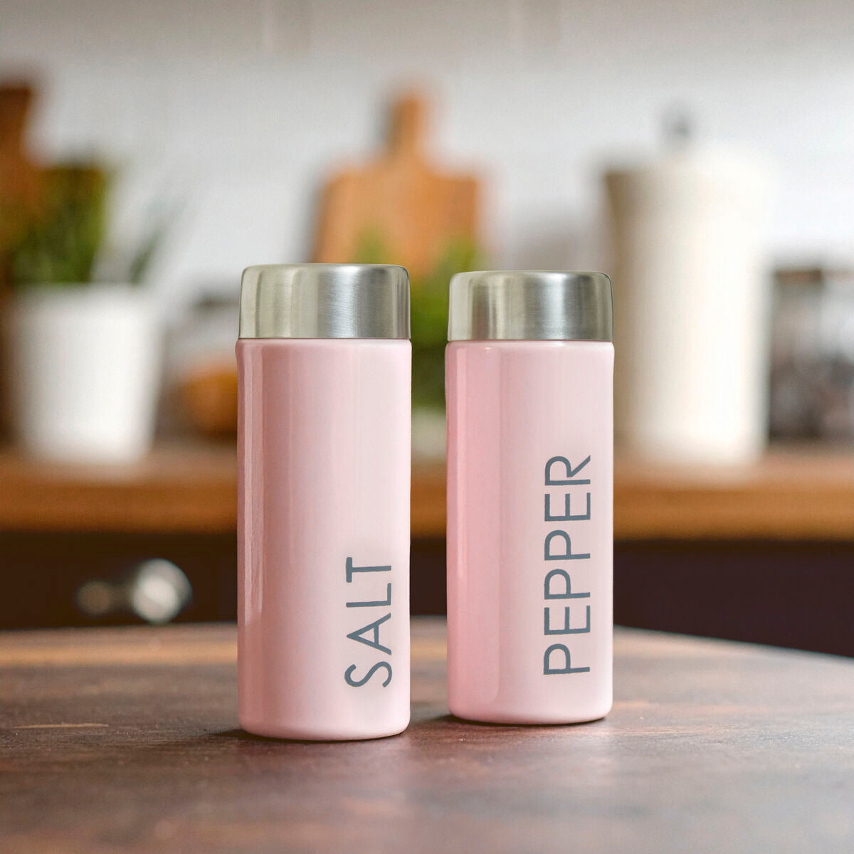 Light Pink Enamel Salt and Pepper Set