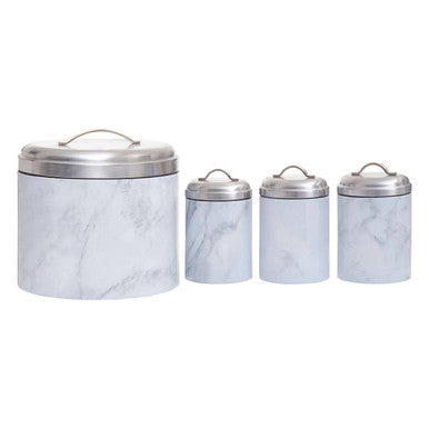 4 Piece Marble Effect Kitchen Storage Set