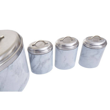 4 Piece Marble Effect Kitchen Storage Set